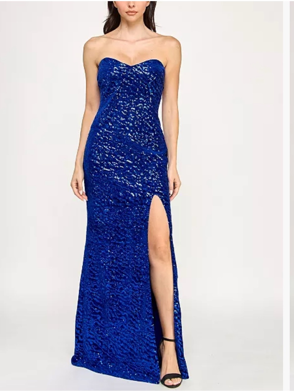 ELF Royal Blue Sequin Strapless Dress